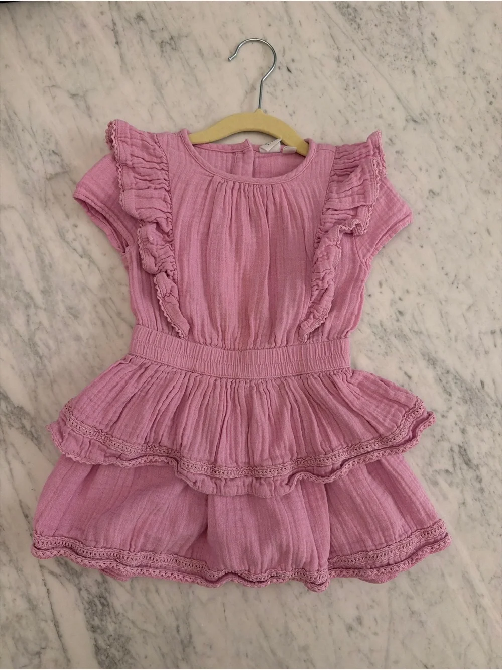 GAP Pink Ruffle Tiered Cotton Dress